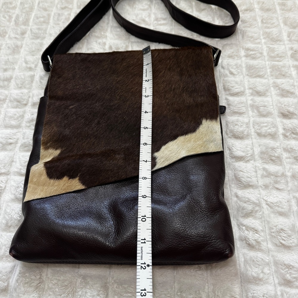 Ili New York Cowhide Leather Brown Crossbody Boho Festival Western Southwestern - Picture 8 of 9